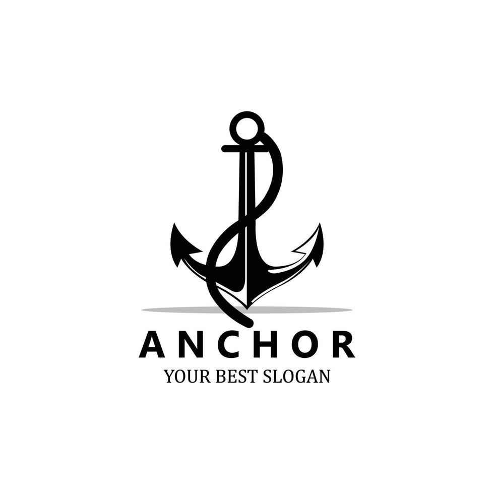 ship anchor logo icon vector, port, retro design illustration vector