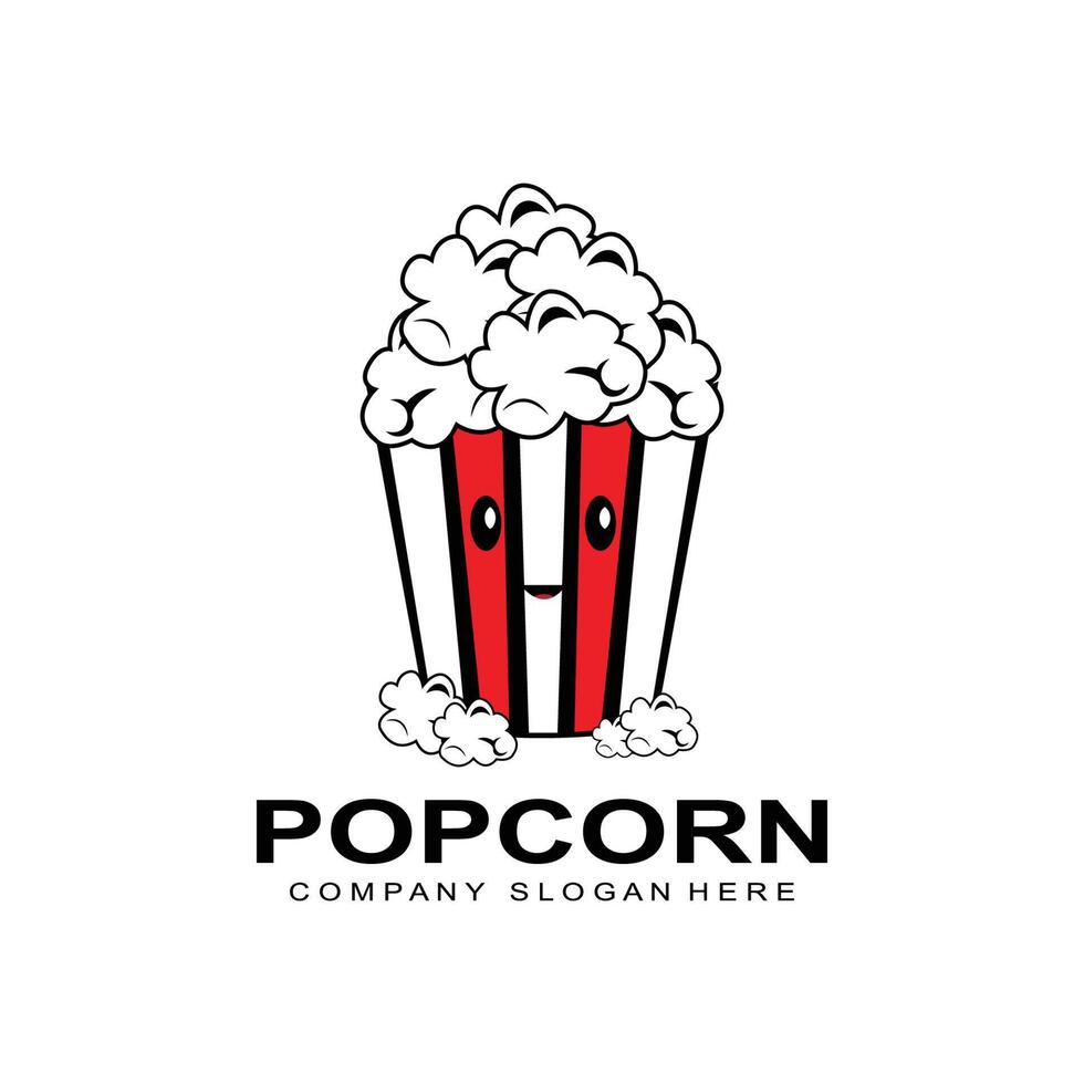 vector de icono de logotipo de palomitas de maíz, explosión, bocadillos de cine, ilustración de concepto