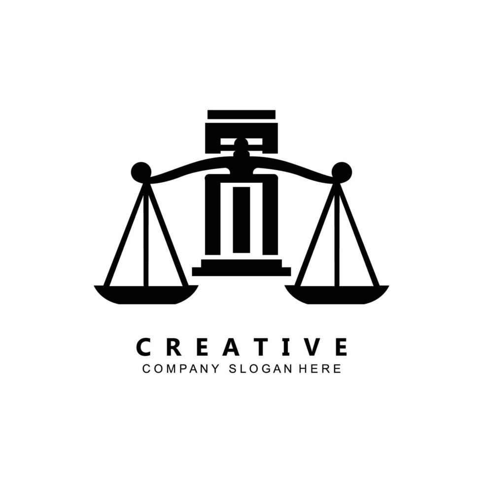 Lawyer or Justice law logo vector design, icon illustration