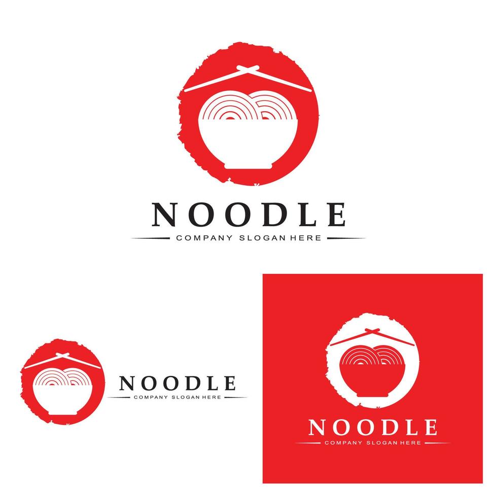 A collection of noodle logo inspiration. Chinese food and bowl design template. Retro Concept Illustration vector