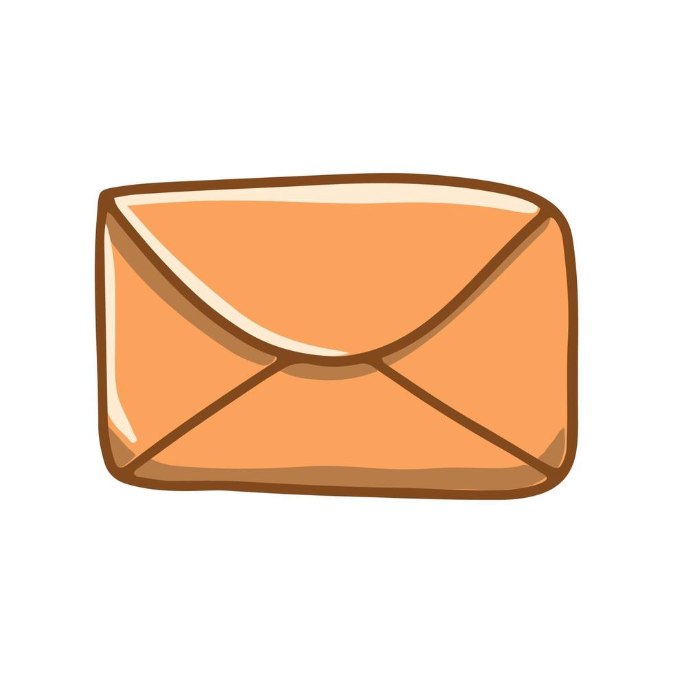 Envelope vector illustration. A closed letter. Yellow isolated object on a white background