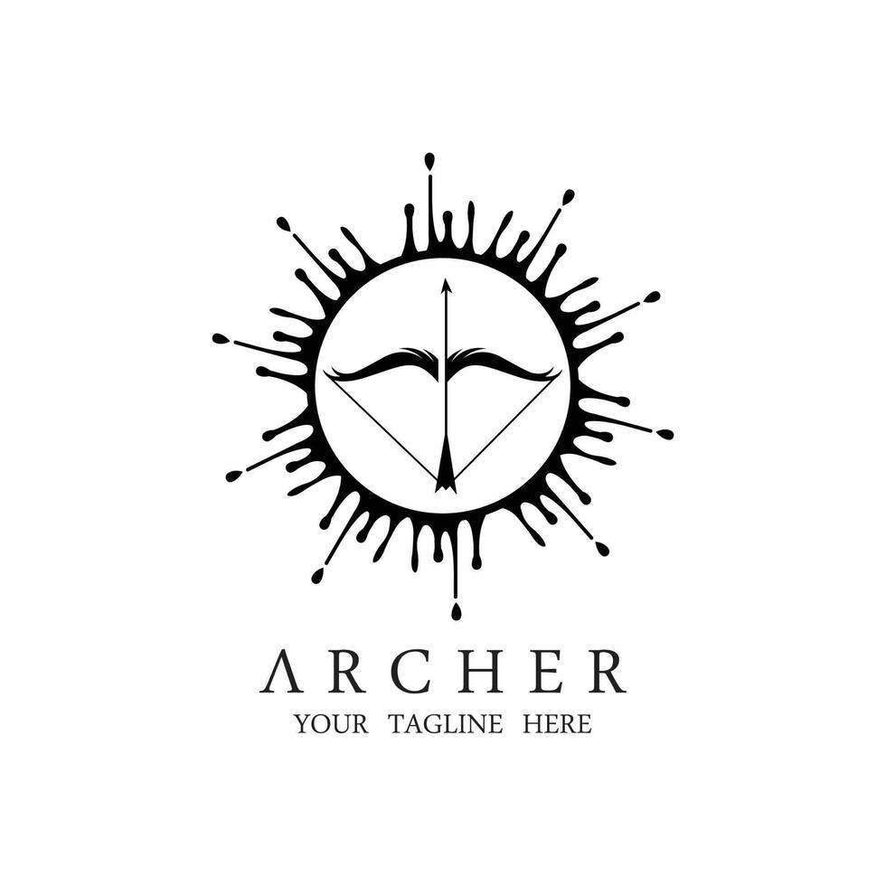 Athena Minerva Silhouette with , Royal archer Logo Design vector