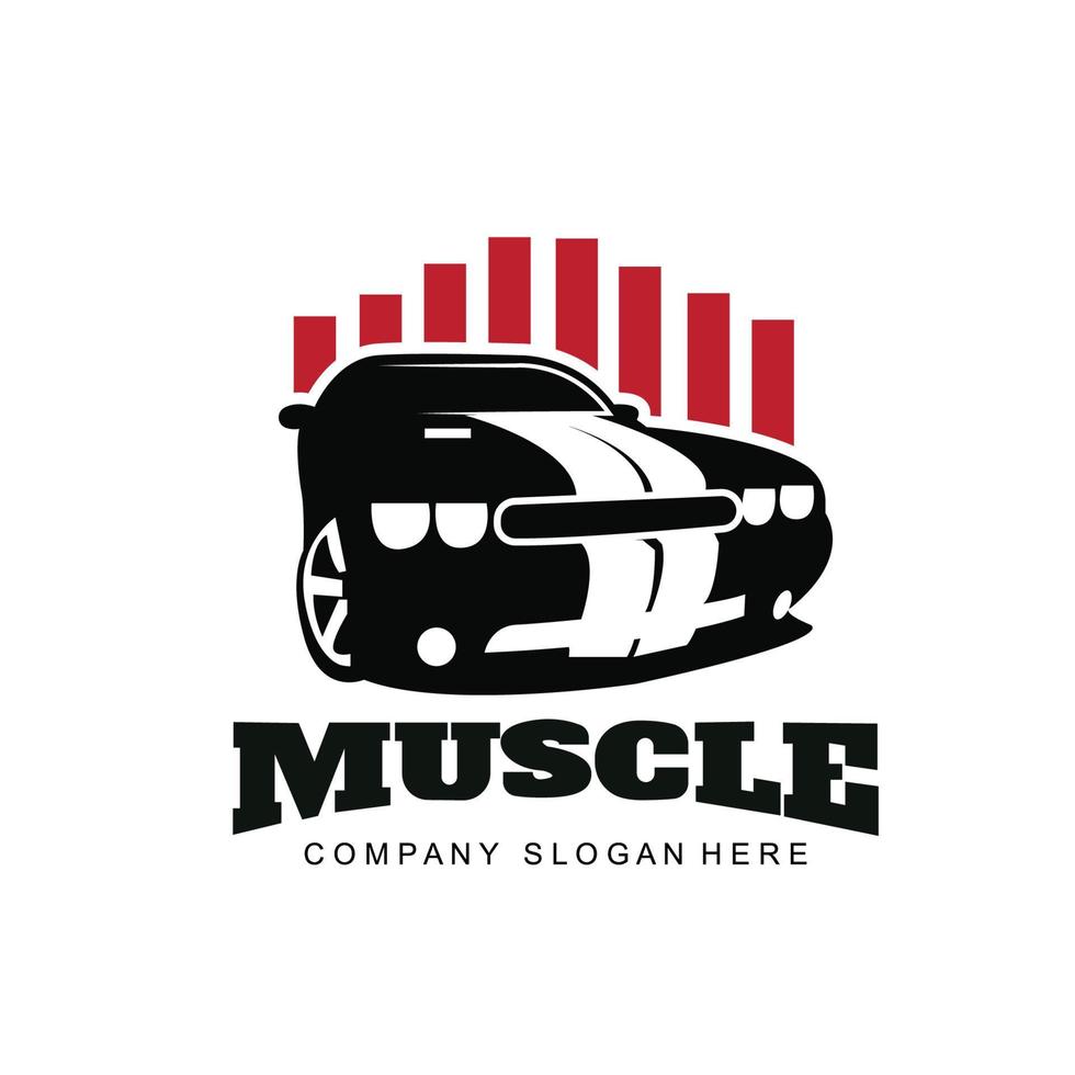 American Muscle Car Logo Vector.Vintage design, old style or classic car garage, shop, car restoration repair and racing, retro concept vector