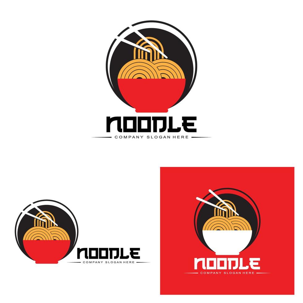 A collection of noodle logo inspiration. Chinese food and bowl design template. Retro Concept Illustration vector