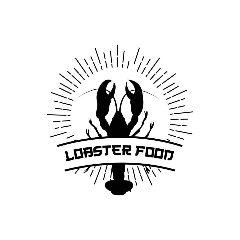 vector retro logo animales marinos langosta, mariscos, diseño de ilustración adecuado para pegatinas, serigrafía, pancarta, empresa de restaurantes