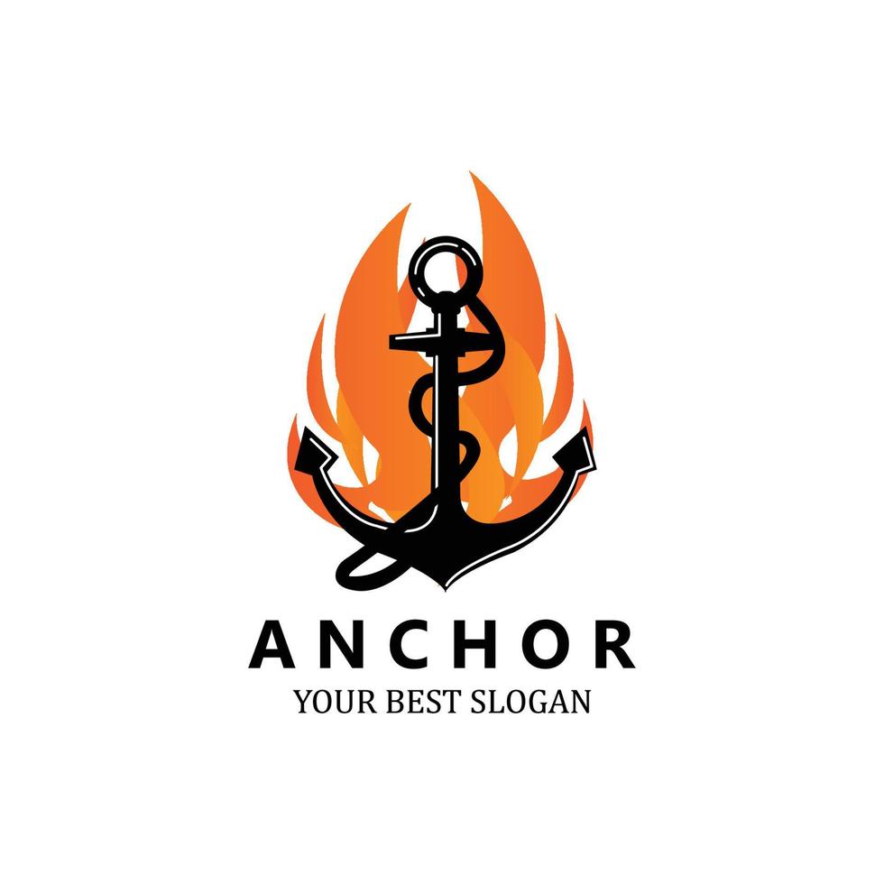 ship anchor logo icon vector, port, retro design illustration vector