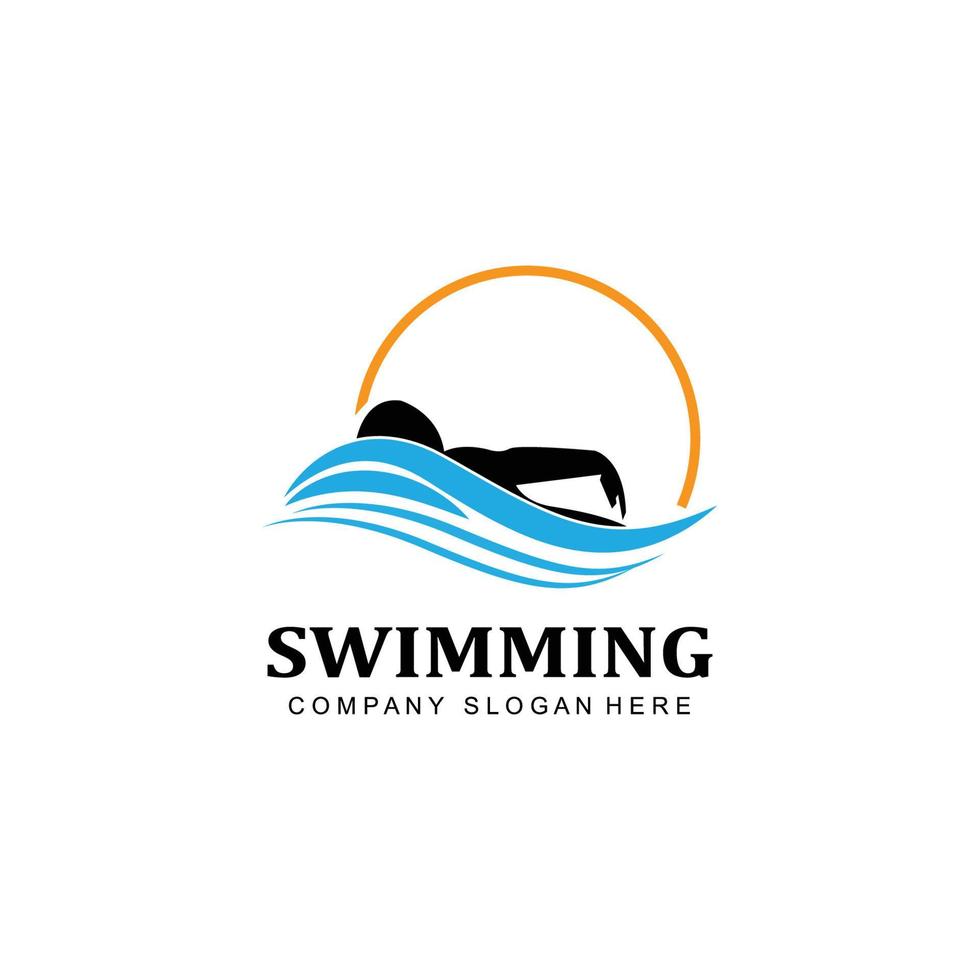 swimming pool logo vector icon, swimmer athlete, concept inspiration