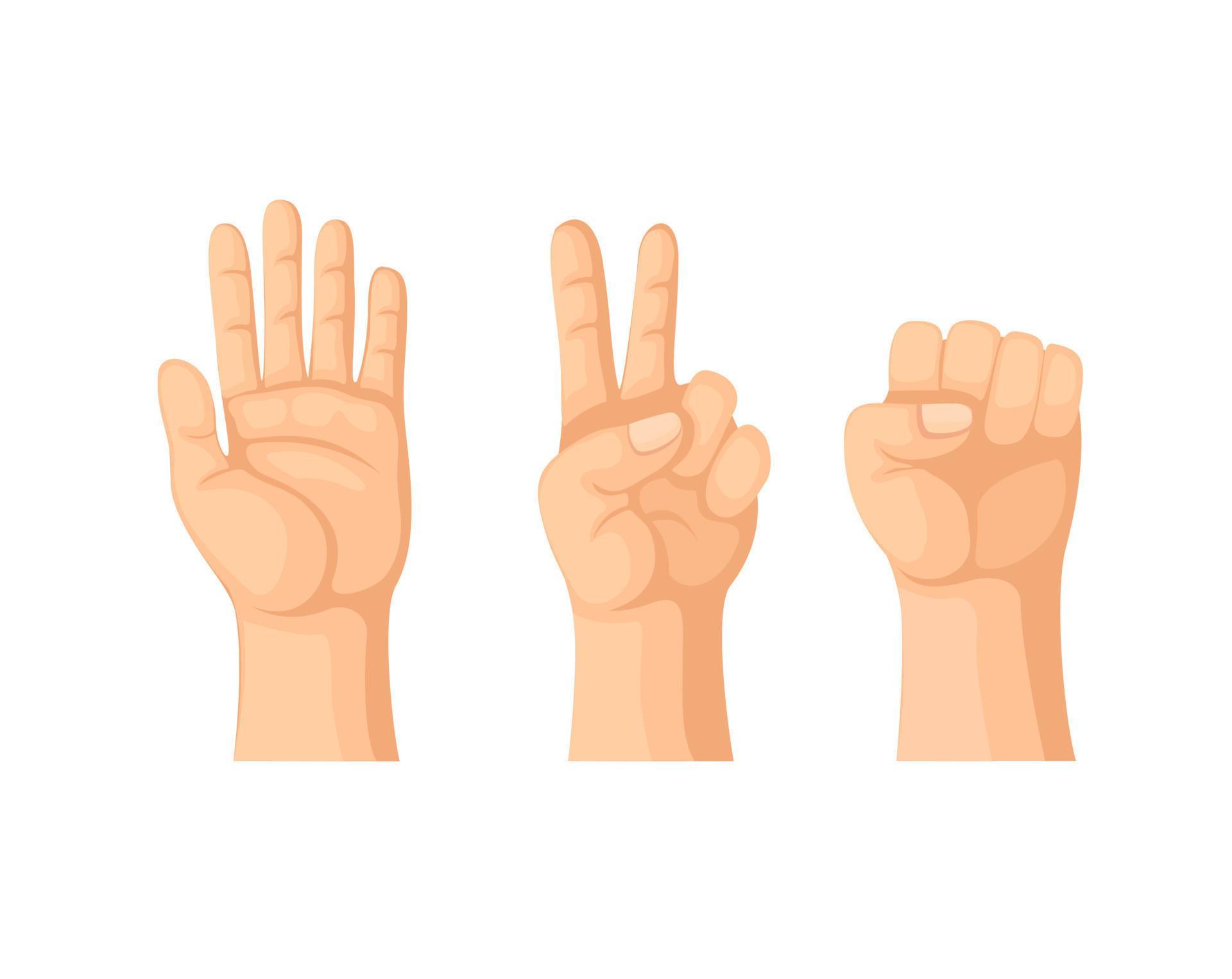 Hand rock paper scissor gesture symbol, Jan ken pon japan traditional