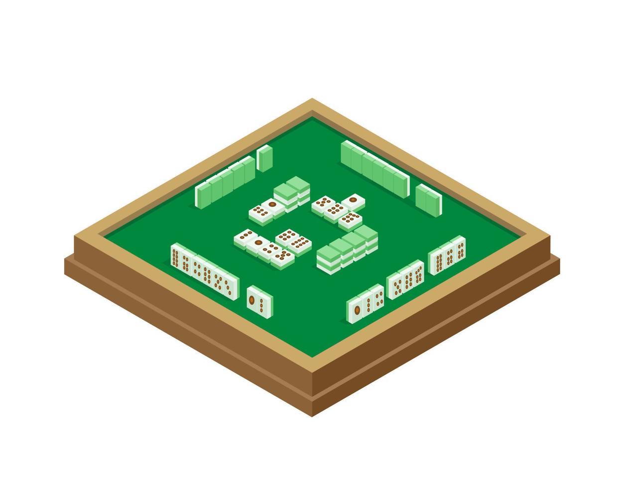 Mahjong board table game isometric illustration vector