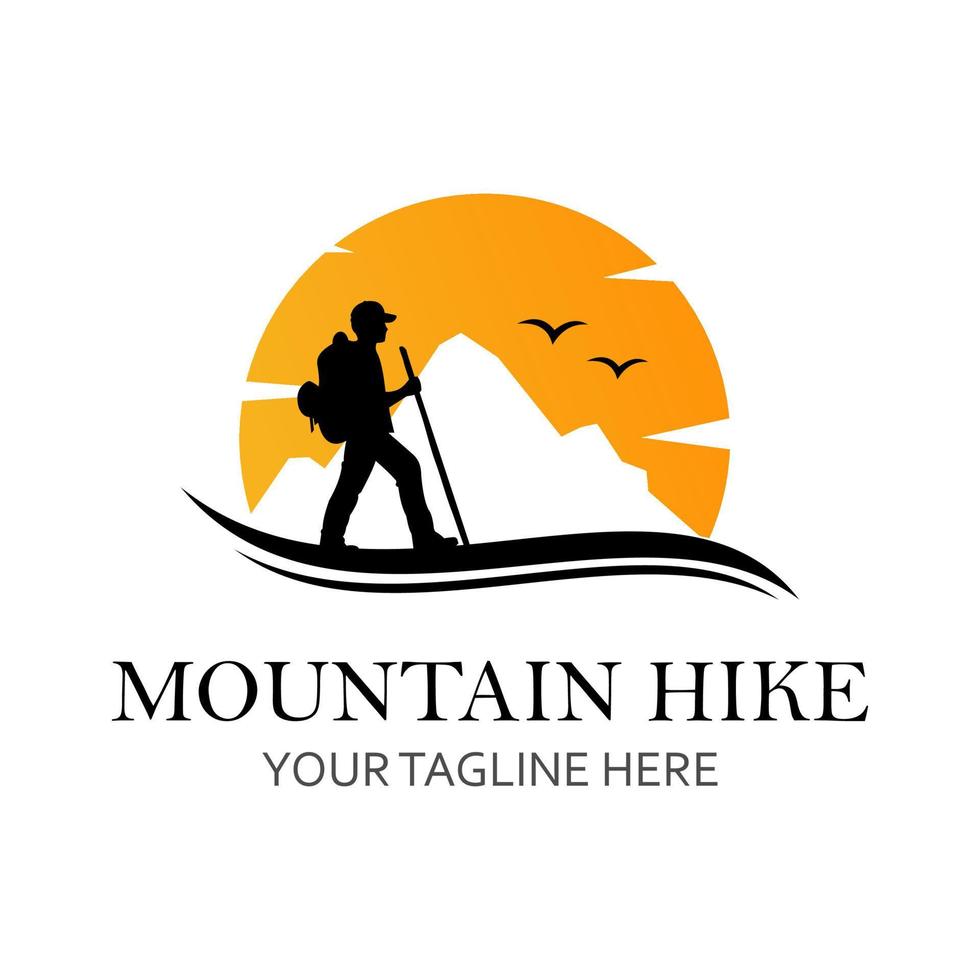 mountain hiking vector logo