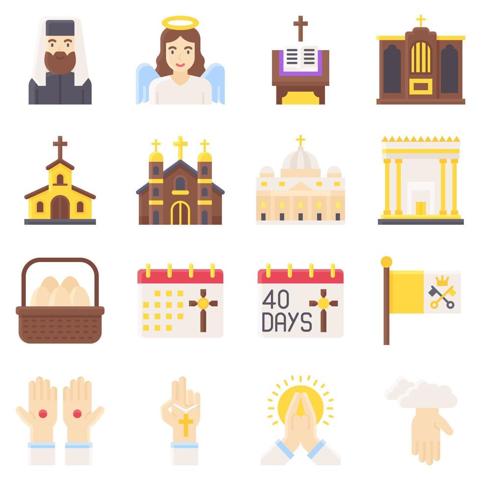 Holy week related flat icon set 2, vector illustration
