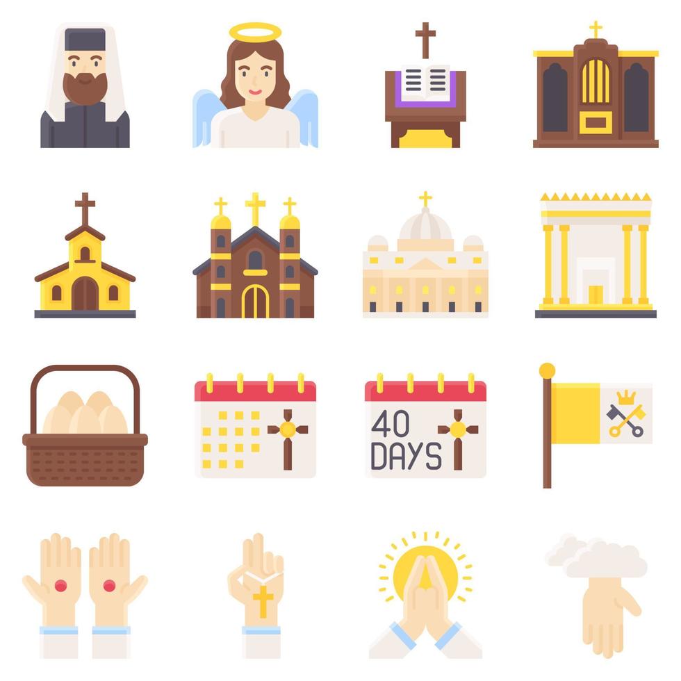 Holy week related flat icon set 2, vector illustration