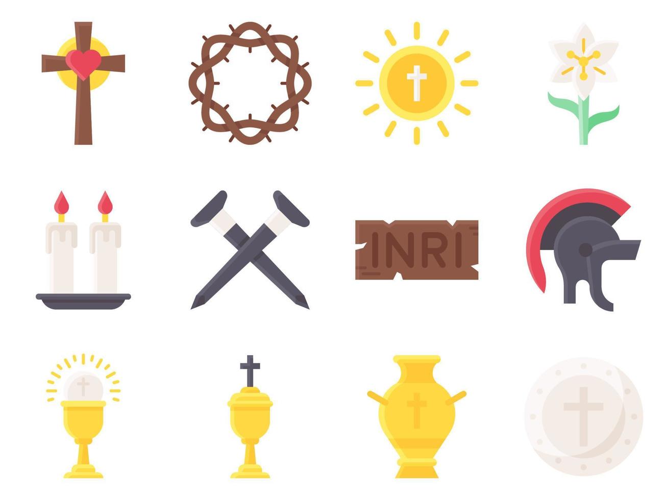 conjunto de iconos planos relacionados con la semana santa 4, ilustración vectorial vector