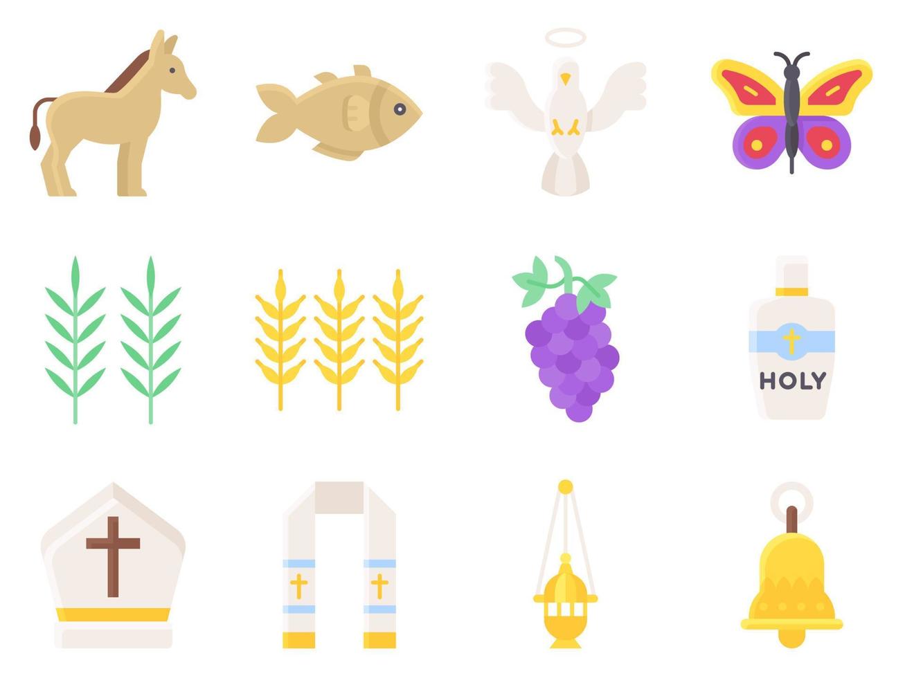 Holy week related flat icon set 3, vector illustration