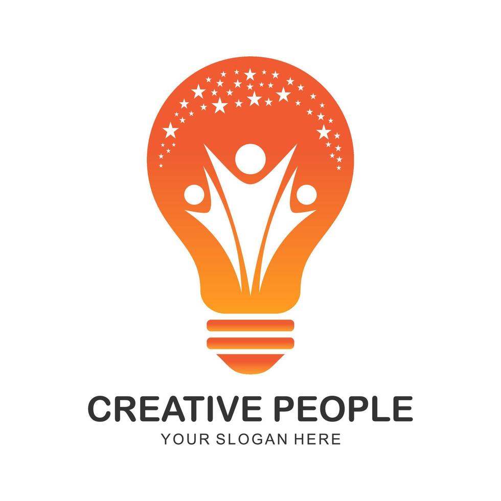 people bulb logo vector