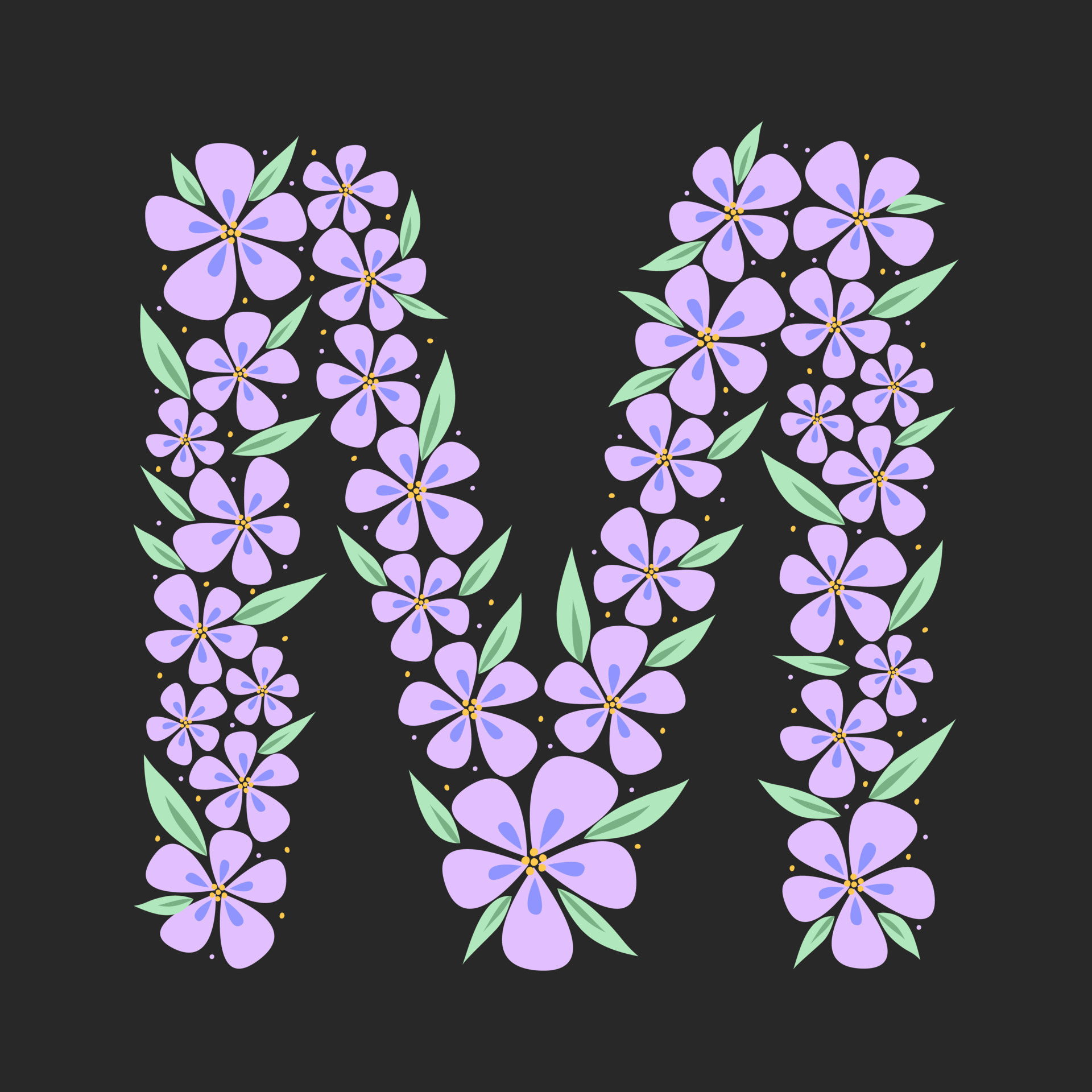 monogram floral letter m