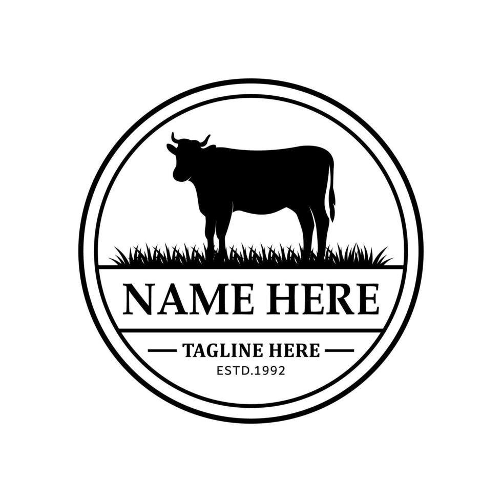 logotipo de la granja de vacas vector