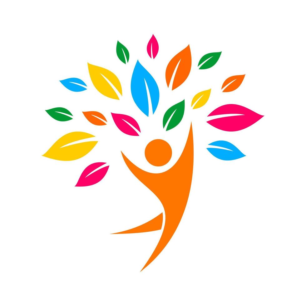 logotipo de vector de árbol de salud de personas