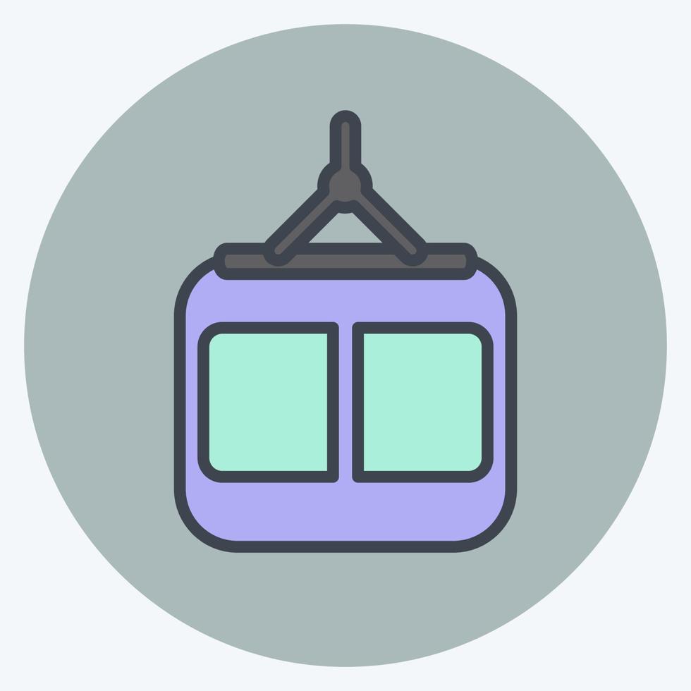 Icon Cable Car. suitable for Education symbol. color mate style. simple design editable. design template vector. simple illustration vector