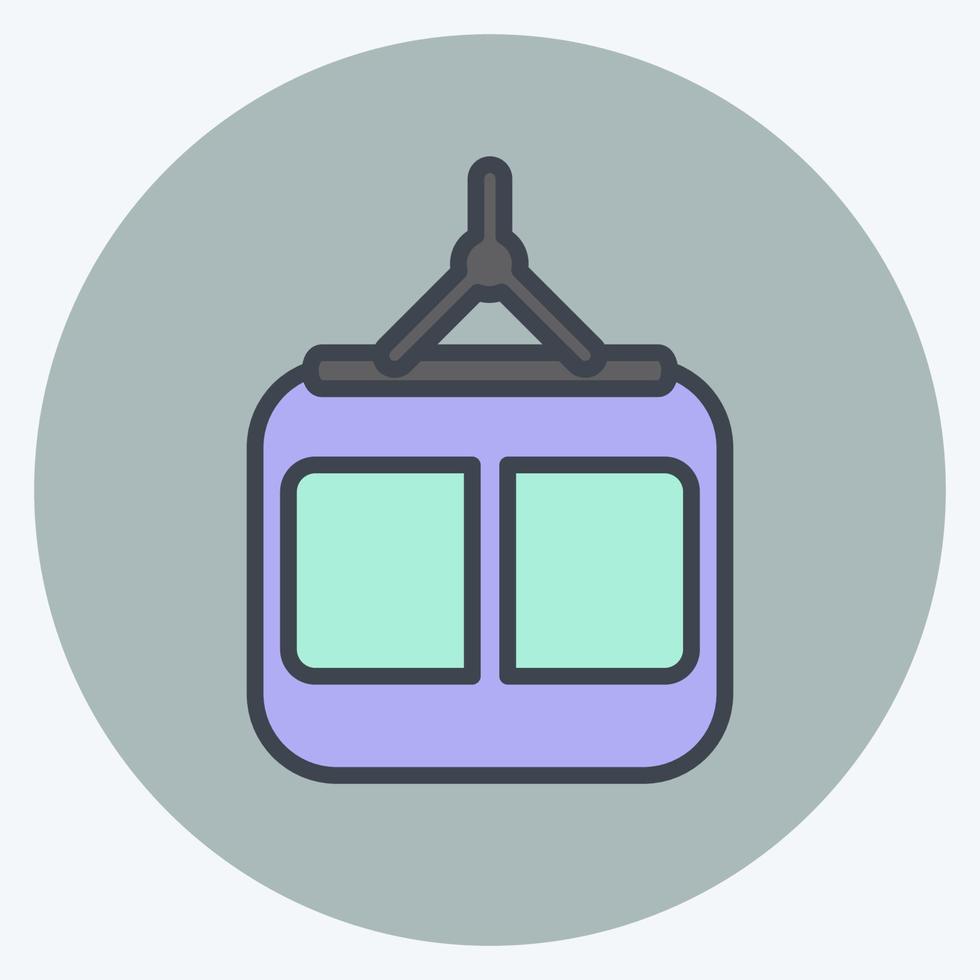 Icon Cable Car. suitable for Education symbol. color mate style. simple design editable. design template vector. simple illustration vector