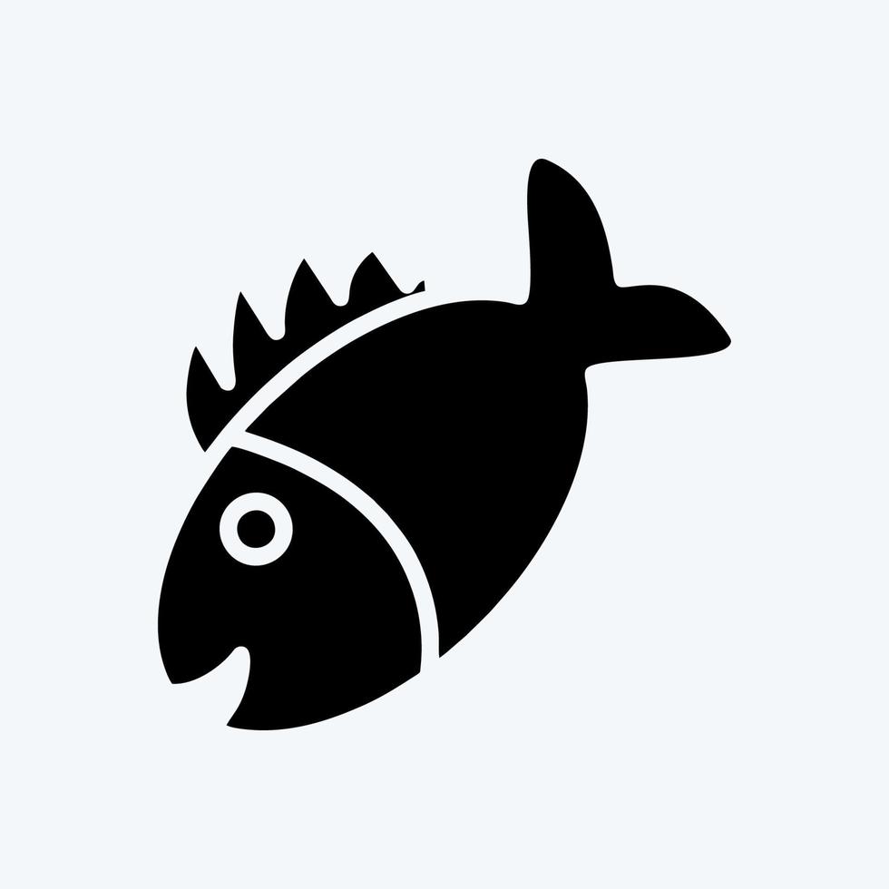 icono de pescado a la parrilla. apto para carne. estilo de glifo. diseño simple editable. vector de plantilla de diseño. ilustración sencilla