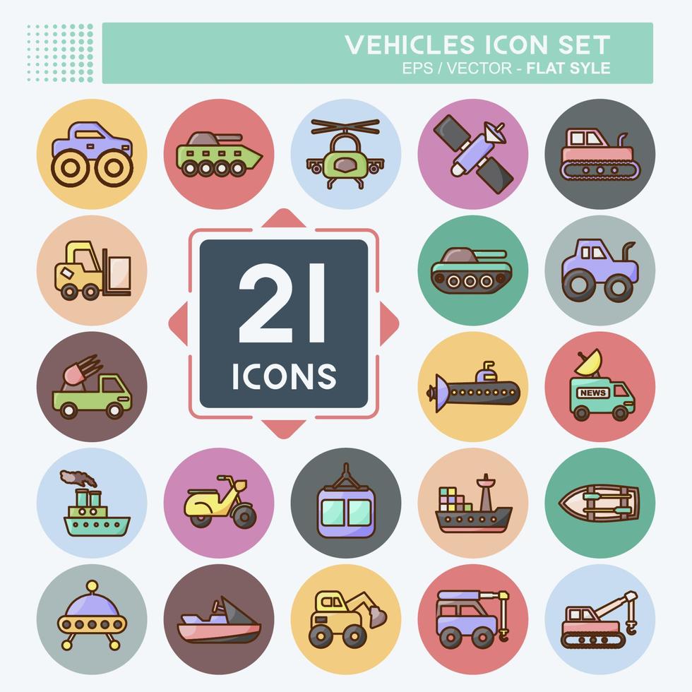 Icon Set Vehicles. suitable for Education symbol. flat style. simple design editable. design template vector. simple illustration vector