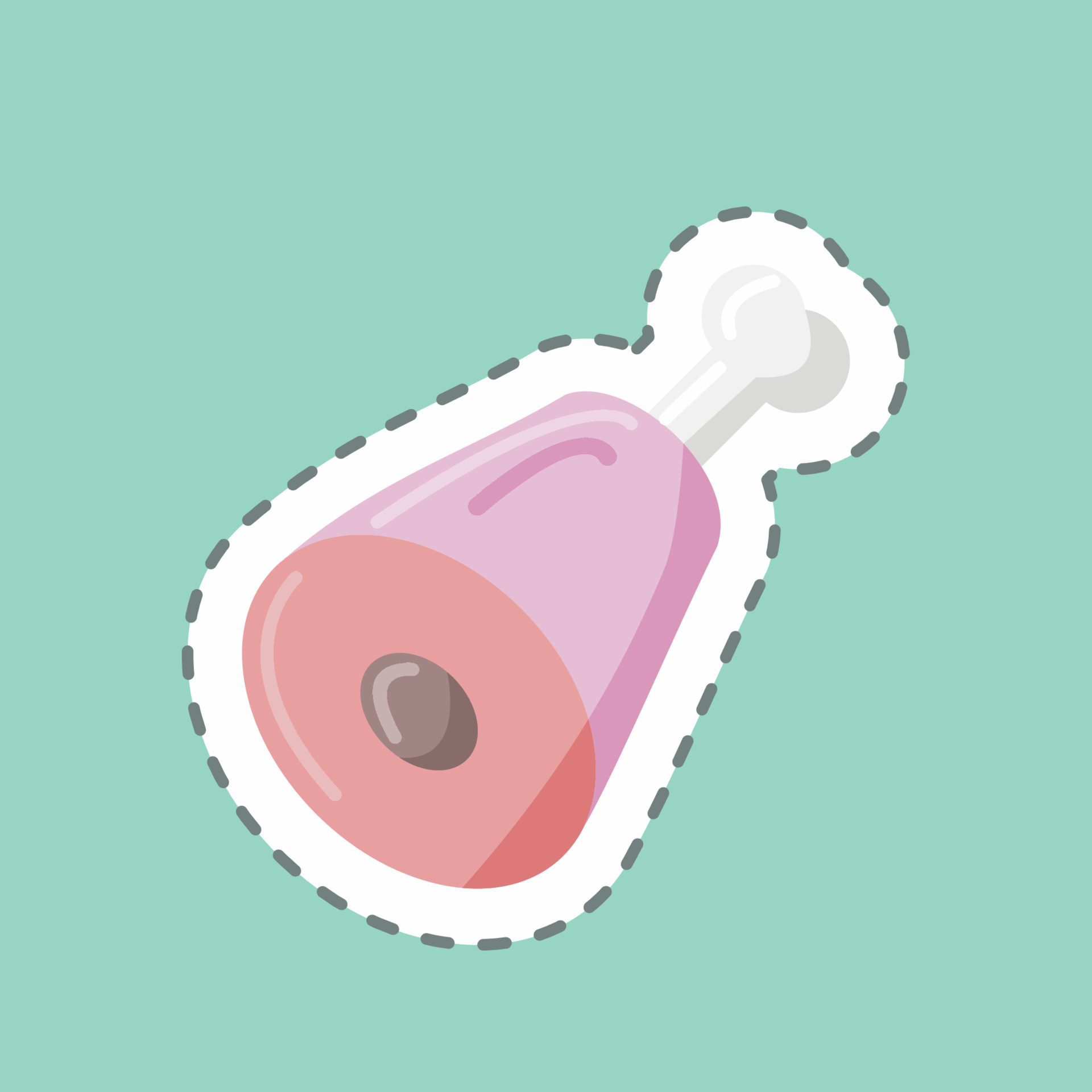Sticker line cut Ham. suitable for Meat. simple design editable. design