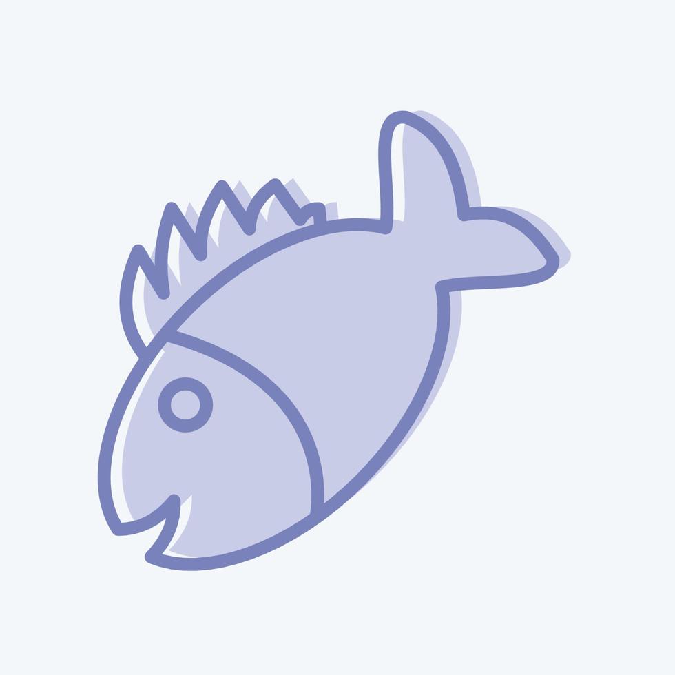 icono de pescado a la parrilla. apto para carne. estilo de dos tonos. diseño simple editable. vector de plantilla de diseño. ilustración sencilla