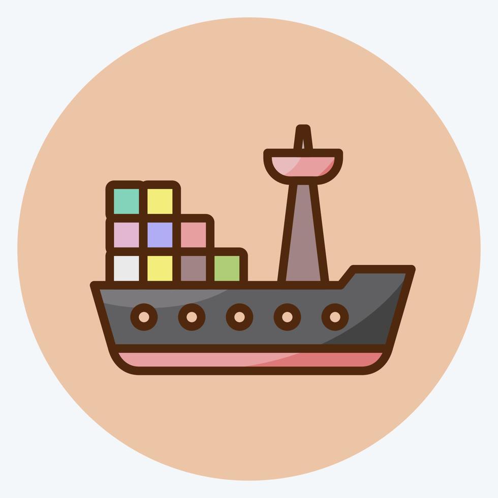 Icon Cargo Ship. suitable for Education symbol. flat style. simple design editable. design template vector. simple illustration vector