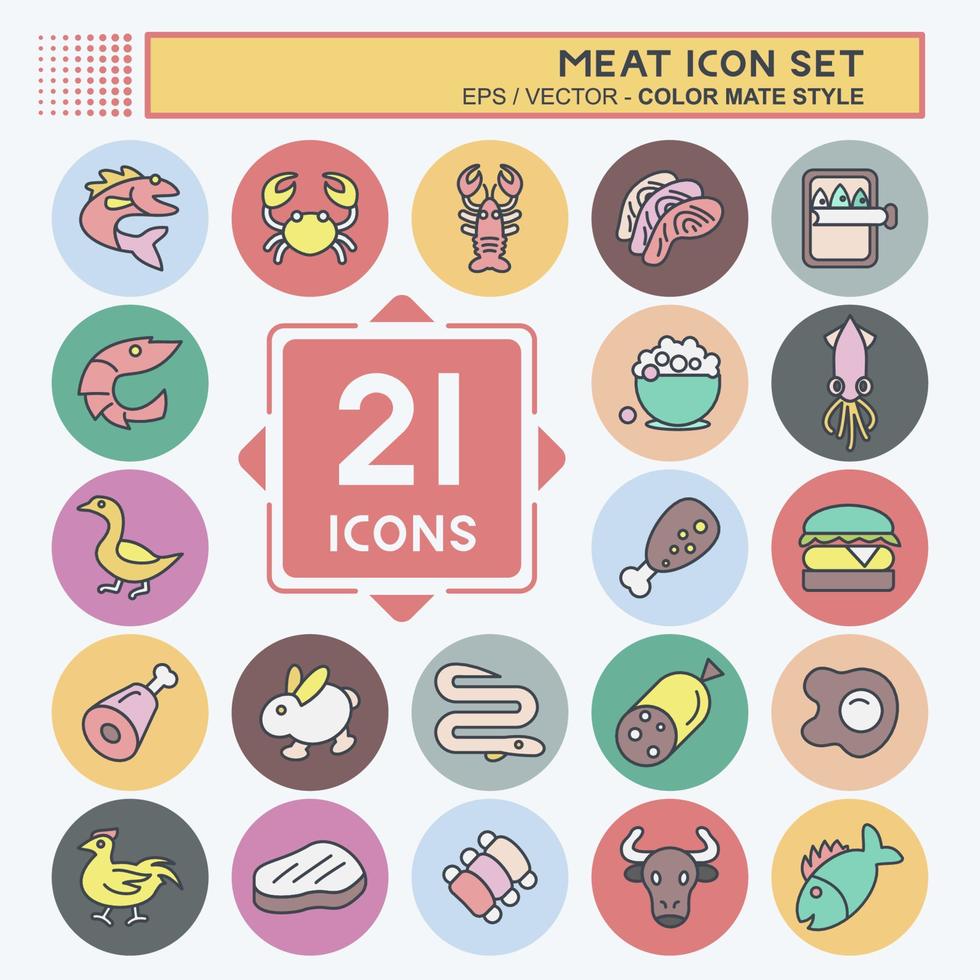 conjunto de iconos de carne. adecuado para la comida. estilo compañero de color. diseño simple editable. vector de plantilla de diseño. ilustración sencilla