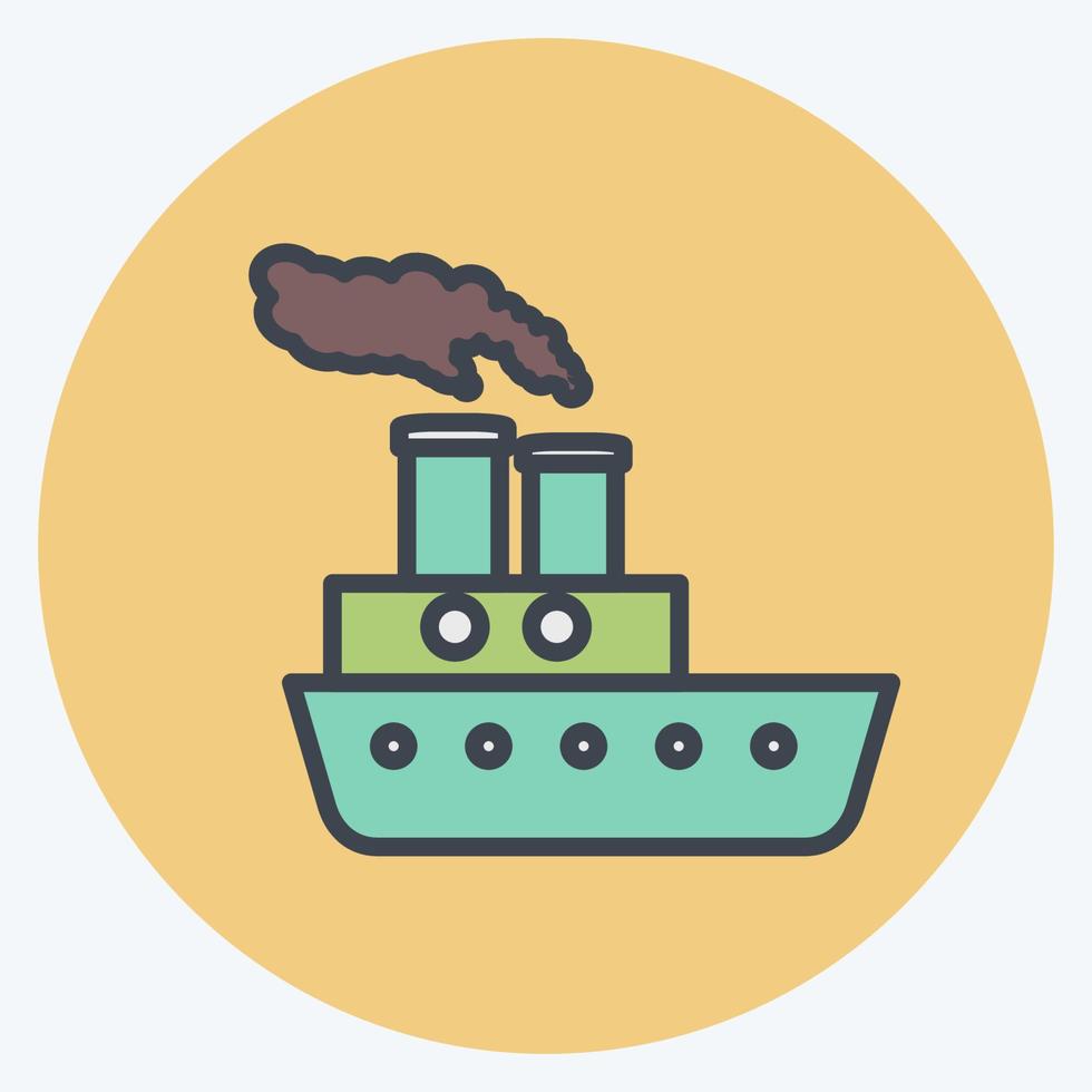 icono de barco de vapor. adecuado para el símbolo de la educación. estilo compañero de color. diseño simple editable. vector de plantilla de diseño. ilustración sencilla