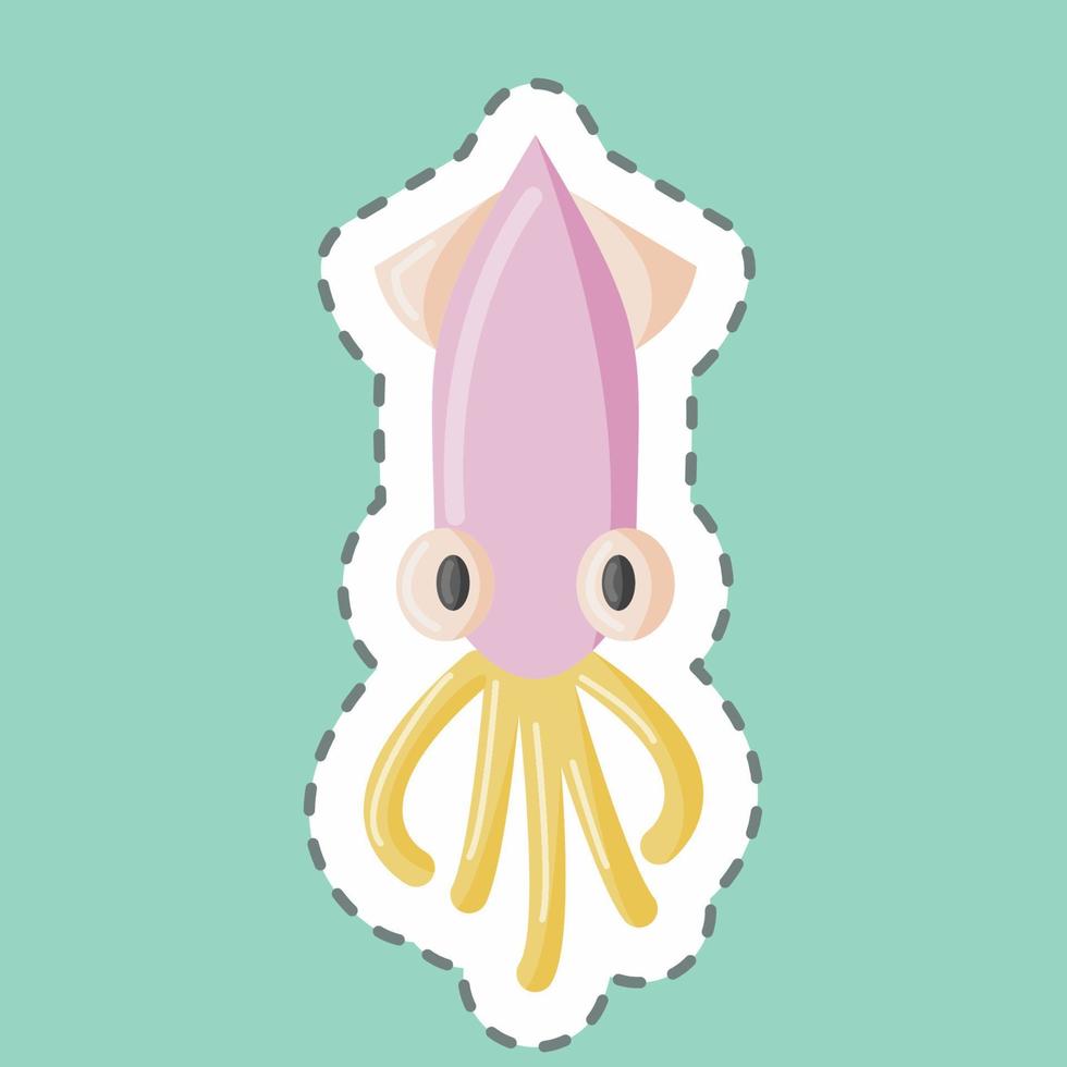 Sticker line cut Squid. suitable for Meat. simple design editable. design template vector. simple illustration vector