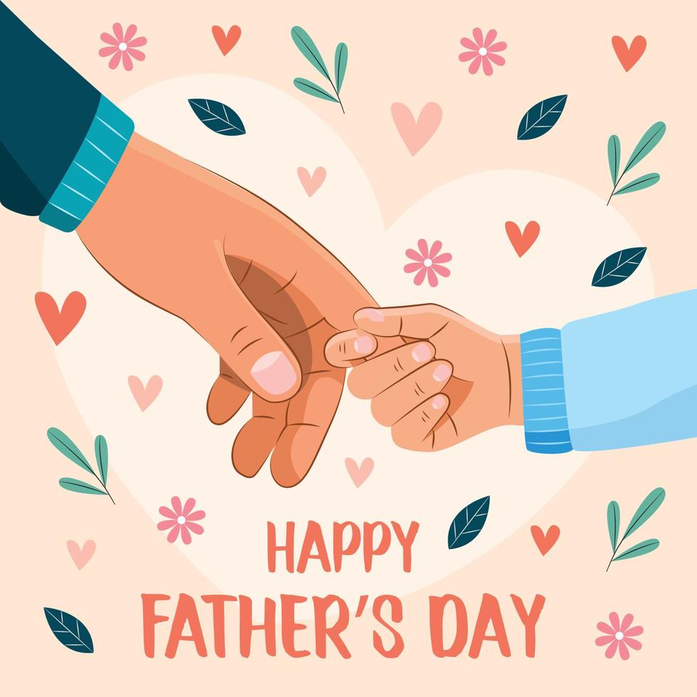 Children Grab His Father's hand vector