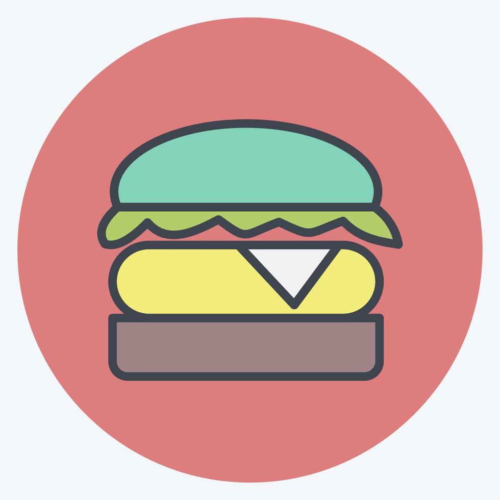 Icon Burger. suitable for Meat. color mate style. simple design editable. design template vector. simple illustration vector