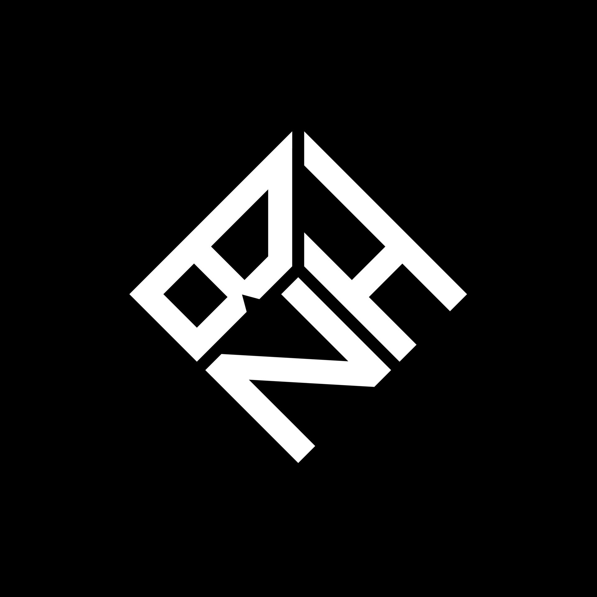 BNH letter logo design on black background. BNH creative initials