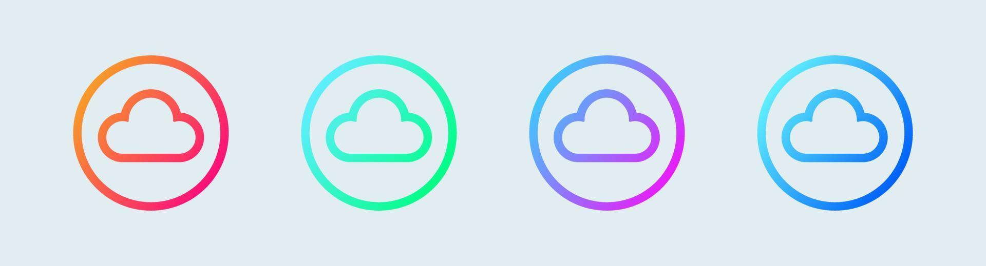Cloud computing icon. Gradient outline colorful version. vector