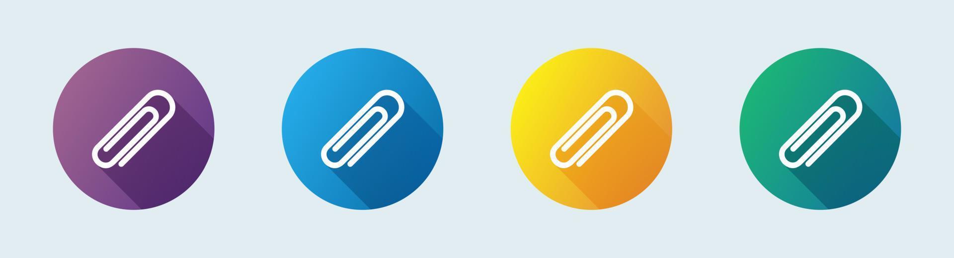 Paper clip circle icon in flat style. Interface for apps and websites. vector