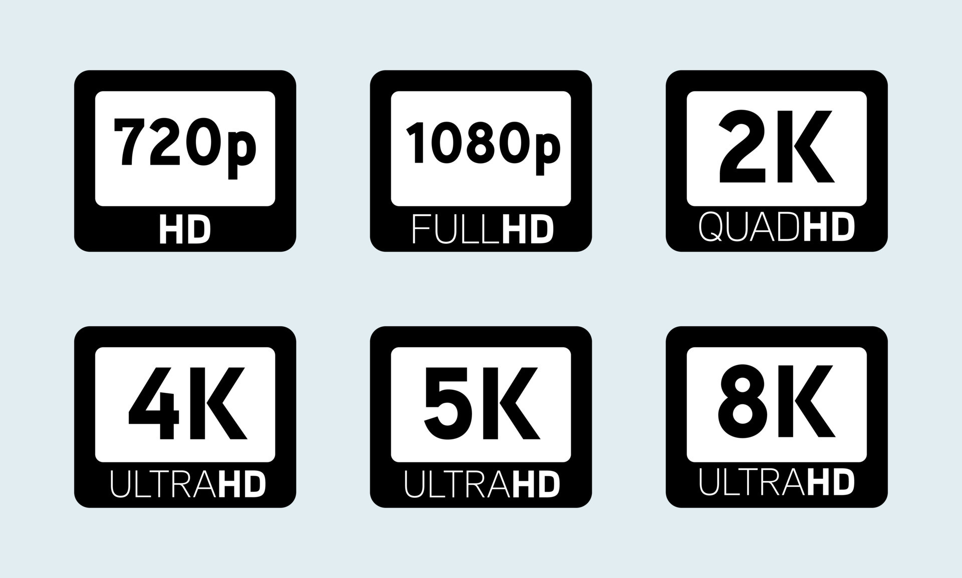 Set screen tv with 4k ultra hd video technology icon. Set of video