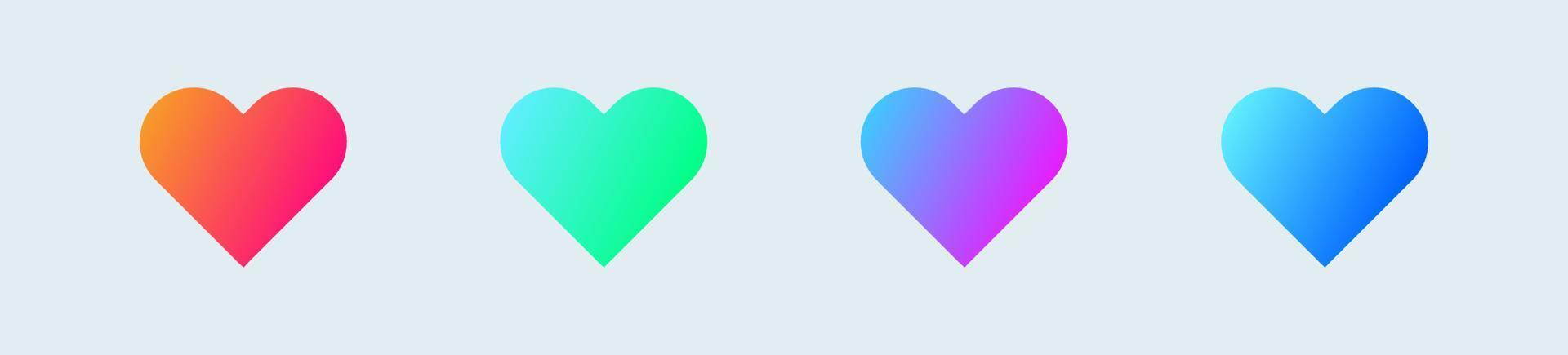 icono de vector de corazón en color degradado. conjunto de símbolos de amor aislados.