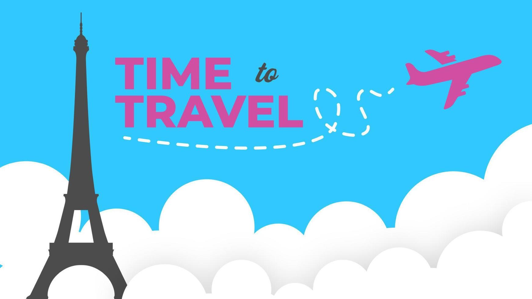 Banner with traveling and tourism elements. Time to travel vector design.