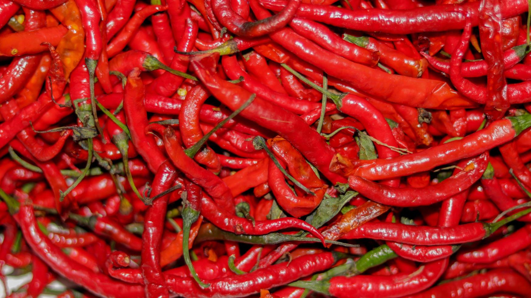 Red chili peppers close up, red chili in the supermarket photo