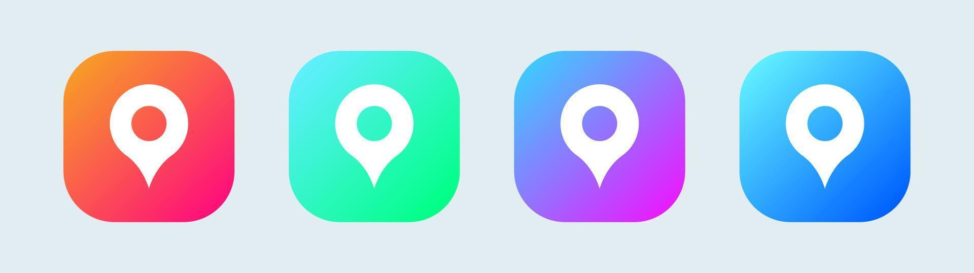 Set of map pin icons in gradient colours. Modern map markers. Map pin place marker. vector