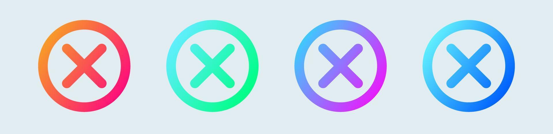 Gradient cross mark icon for user interface design. Vector illustration.