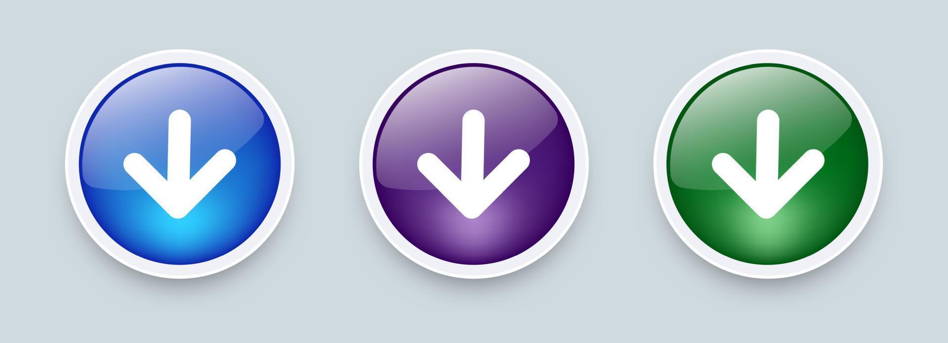conjunto de botones de descarga. colección de iconos de descarga de software. vector