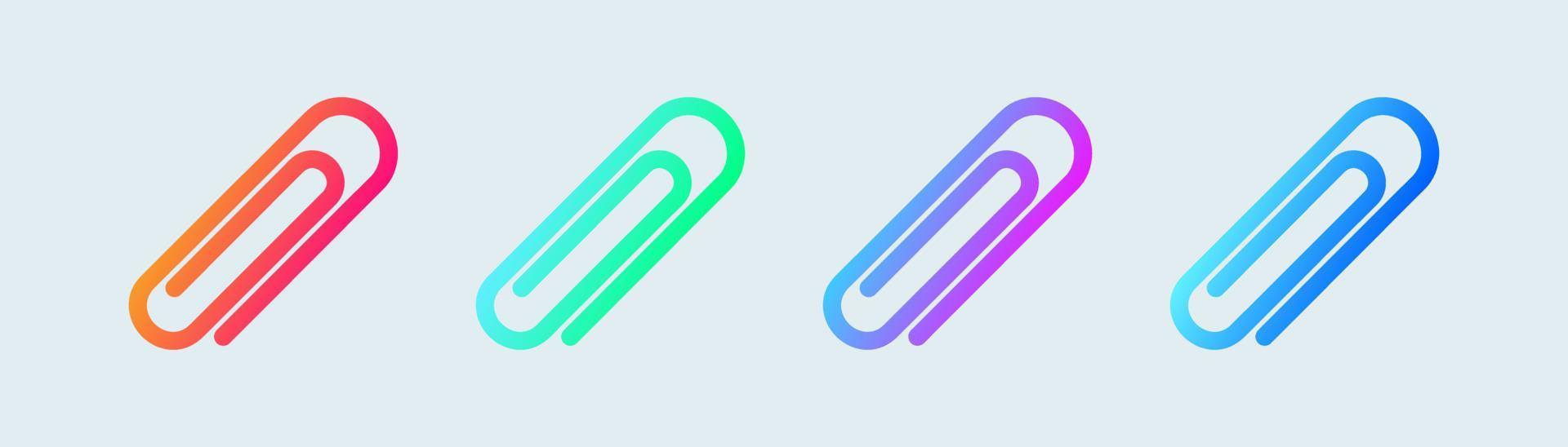 Gradient paper clip icon set. Attached link file icon. vector