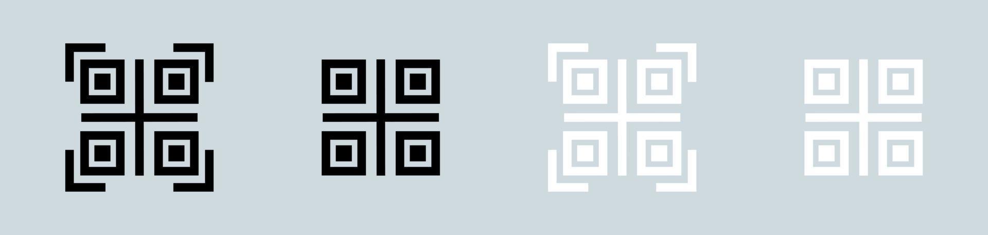 QR code vector icon. Scanning qr code symbol collection in black and white colors.