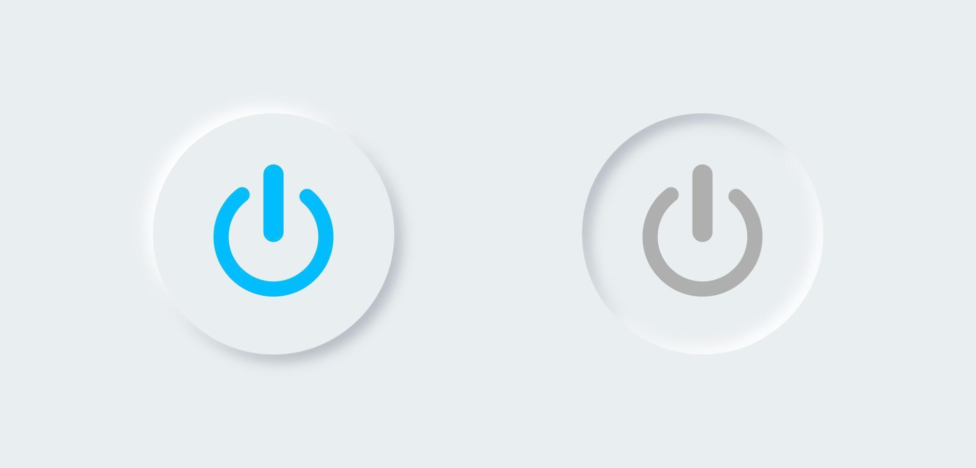 Power off or on vector icon in neomorphism style. On off  switch power button.