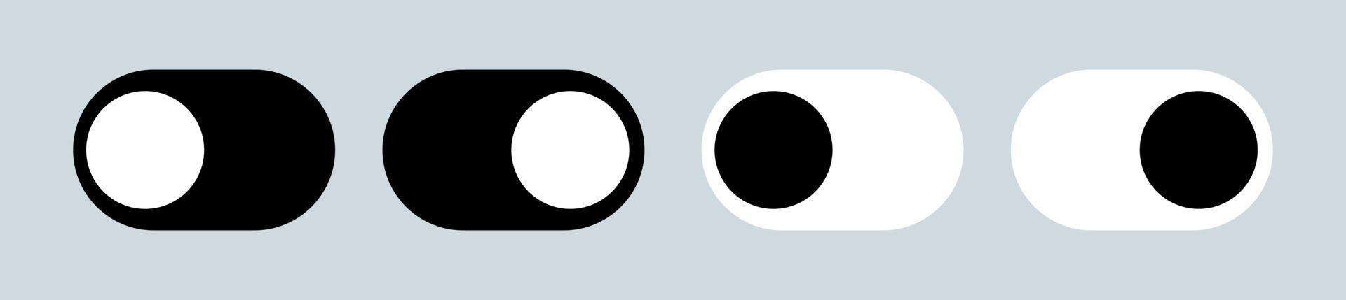 Toggle switch icon. black and white on off toggles button vector collection. Interface design for web and app.