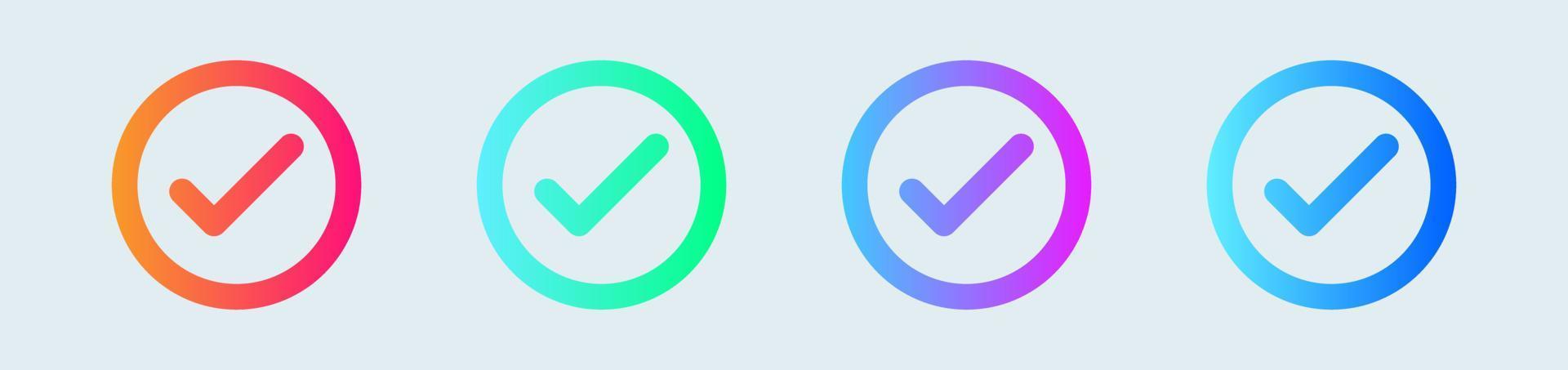 Gradient check mark icon for user interface design. Vector illustration.