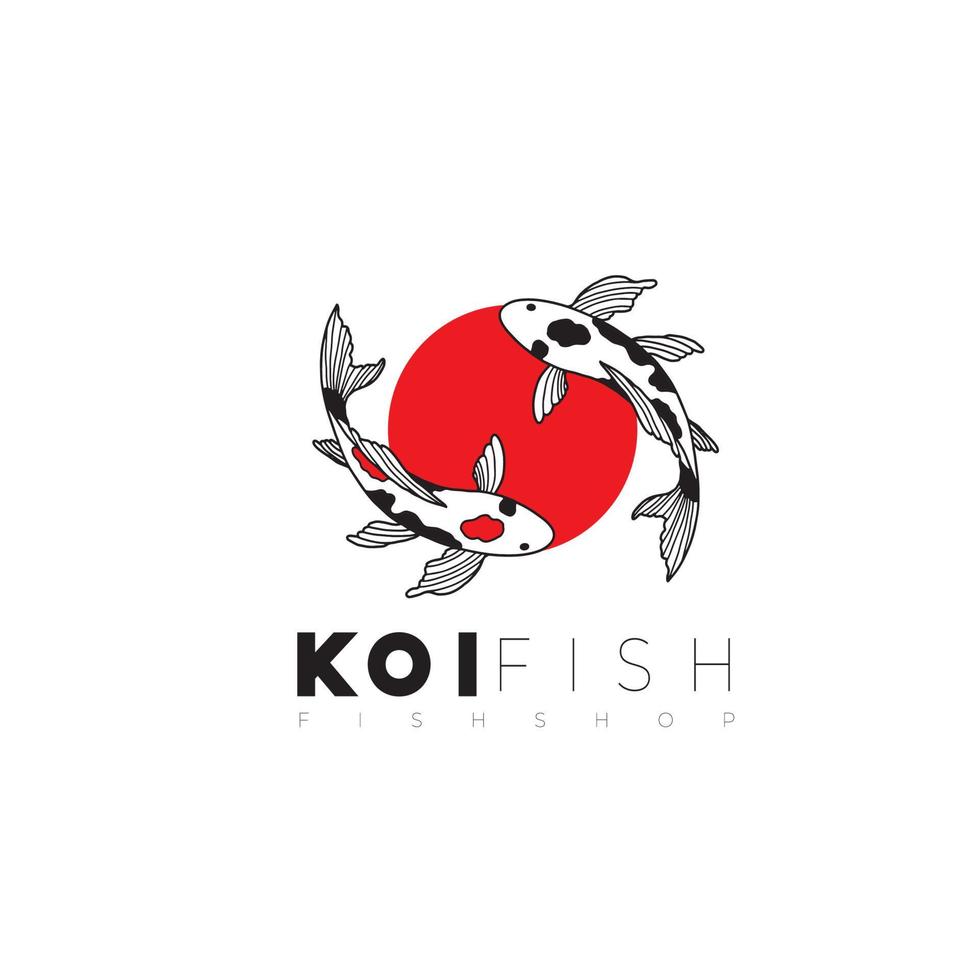 koi fish logo template - abstract design elements for decoration in modern minimalist style for social media posts, stories, for craftsman jewelry vector